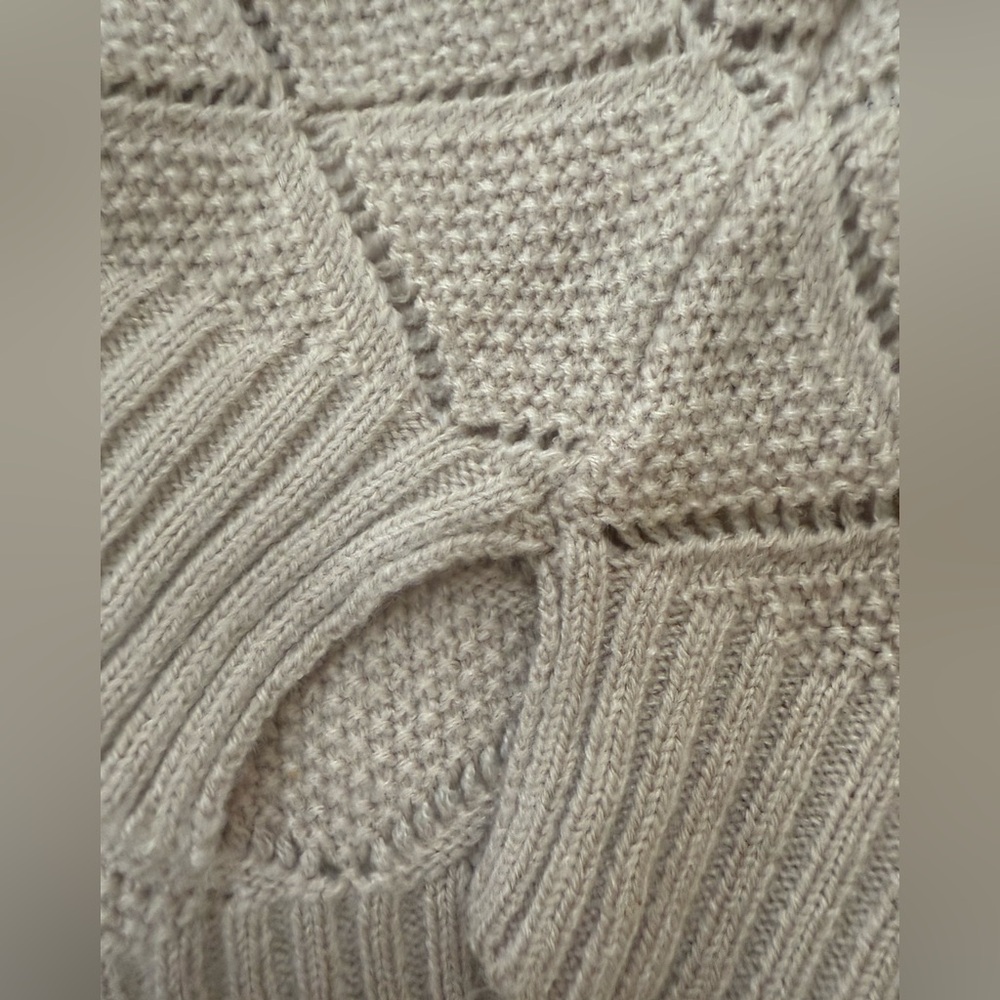 Neutral tan vest women's Small B pointelle diamond‎ pattern texture boho Shein - Picture 6 of 7
